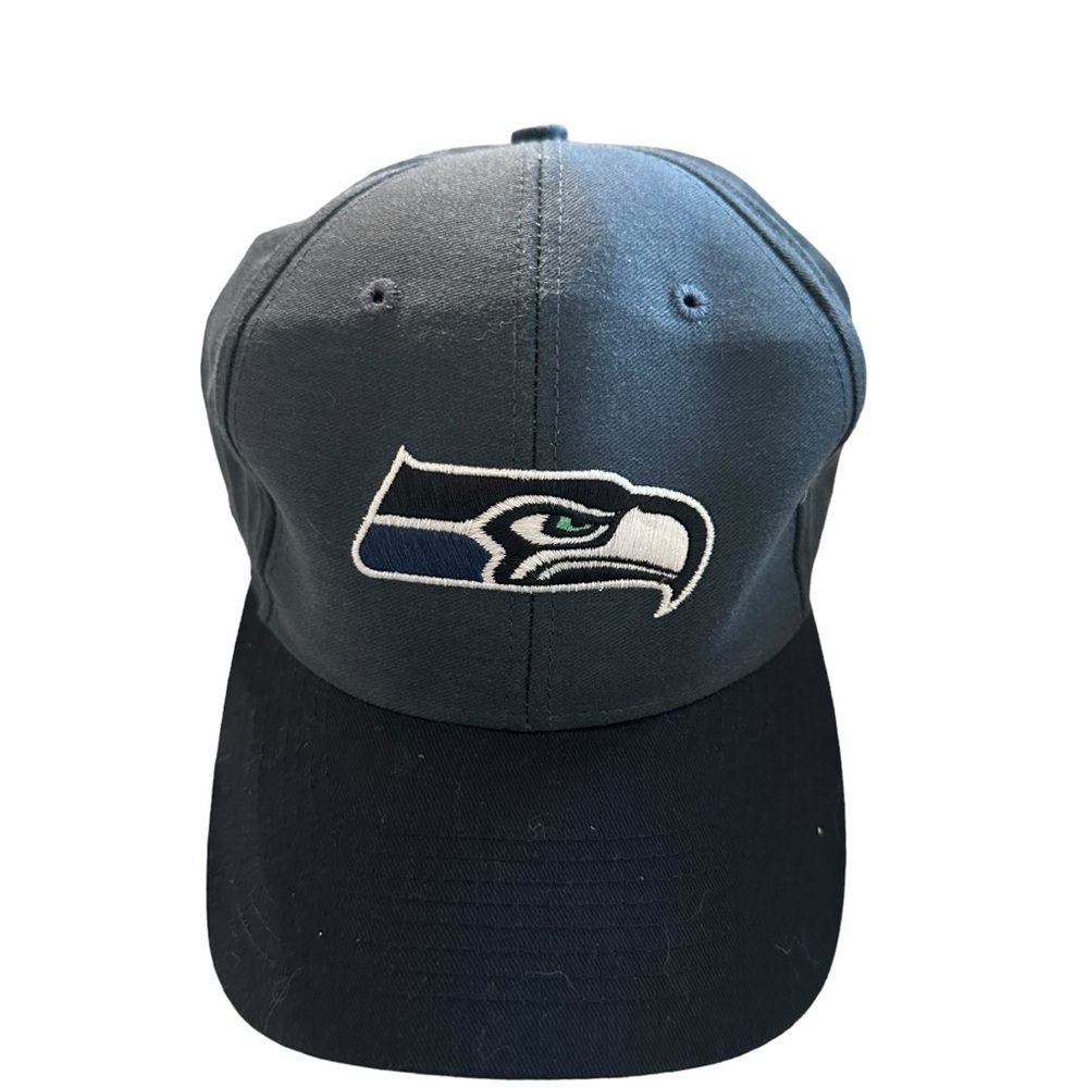 Seattle Seahawks Hat Cap Strap Gray Blue Logo Reebok Adjustable Dad Trucker NFL